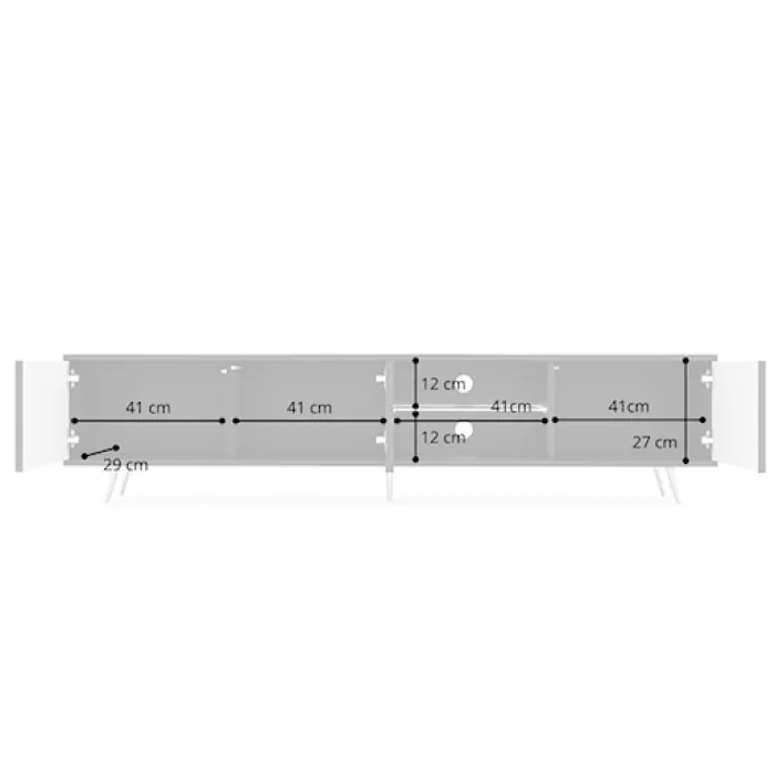 Szafka RTV Bello z lamelowymi frontami 175 cm czarna z led z czarnymi nogami