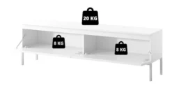 Szafka RTV Bemmi 150 cm biała z czarnymi nogami