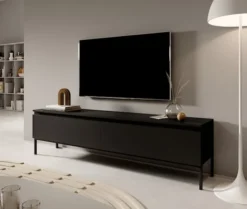 Szafka RTV Bemmi 150 cm czarna z czarnymi nogami