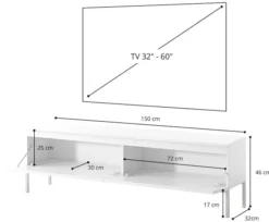 Szafka RTV Bemmi 150 cm czarna z czarnymi nogami