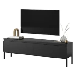 Szafka RTV Bemmi 150 cm czarna z czarnymi nogami