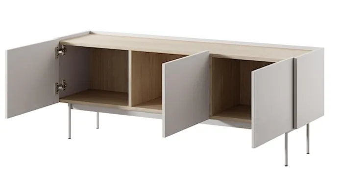 Szafka RTV Color 144 cm trzydrzwiowa Kaszmir / Dąb Linea