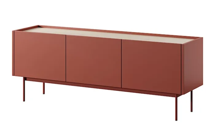 Szafka RTV Color 144 cm trzydrzwiowa Ceglasta / Dąb Linea