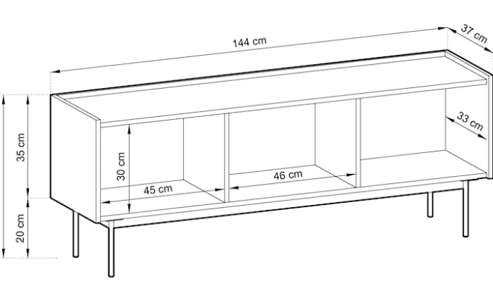 Szafka RTV Color 144 cm trzydrzwiowa Ceglasta / Dąb Linea