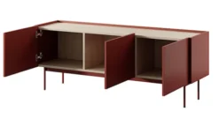 Szafka RTV Color 144 cm trzydrzwiowa Ceglasta / Dąb Linea