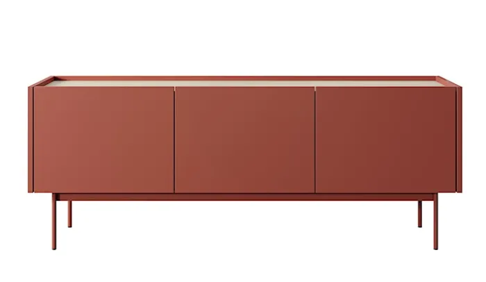 Szafka RTV Color 144 cm trzydrzwiowa Ceglasta / Dąb Linea