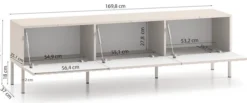 Szafka RTV Derriva z ryflowanymi frontami 170 cm kaszmir