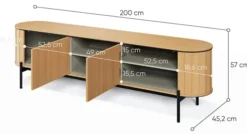 Szafka RTV dwudrzwiowa Rotto z ryflami 200 cm dąb vincenza