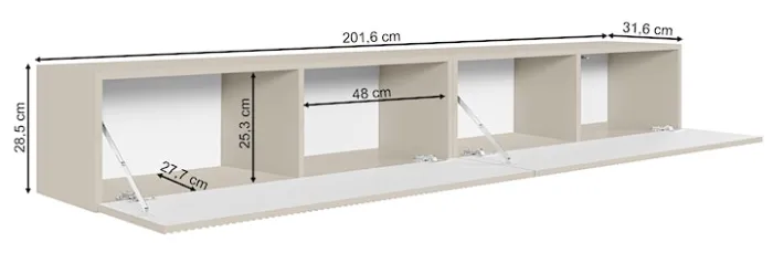 Szafka RTV dwudrzwiowa Veldio wisząca z ryflowanym frontem 200 cm biała