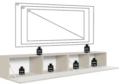 Szafka RTV dwudrzwiowa Veldio wisząca z ryflowanym frontem 200 cm czarna