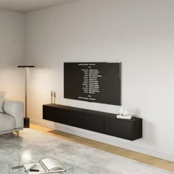 Szafka RTV Framme wisząca z czterema klapami 200 cm czarna