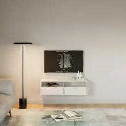 Szafka RTV Framme wisząca z dwiema klapami i wnękami 100 cm biała