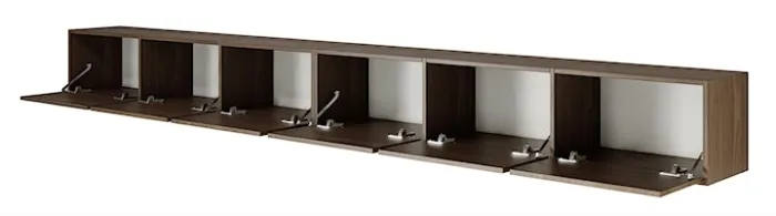 Szafka RTV Framme wisząca z sześcioma klapami 300 cm orzech wisconsin