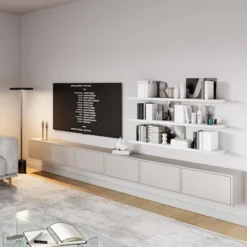 Szafka RTV Framme wisząca z sześcioma klapami 300 cm kaszmir