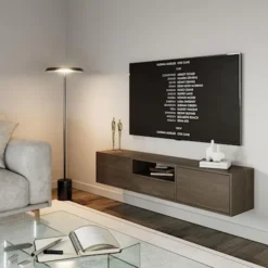 Szafka RTV Framme wisząca z trzema klapami i wnęką 150 cm orzech wisconsin