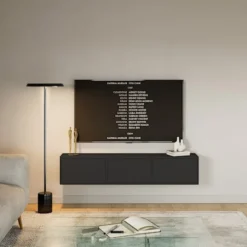 Szafka RTV Framme wisząca z trzema klapami 150 cm czarna