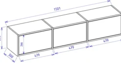 Szafka RTV Framme wisząca z trzema klapami 150 cm dąb lindberg