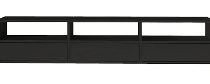 Szafka RTV Framme wisząca z trzema klapami i wnękami 150 cm czarna