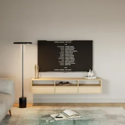 Szafka RTV Framme wisząca z trzema klapami i wnękami 150 cm dąb lindberg