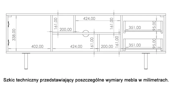 Szafka RTV Klazby 150 cm czarny mat lamele