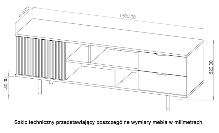 Szafka RTV Klazby 150 cm kaszmir lamele