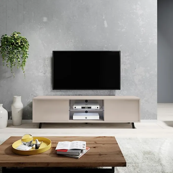 Szafka RTV Lefyr 140 cm Szary beż