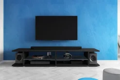 Szafka RTV Mitchell 180 cm Czarny mat / Czarny połysk