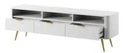 Szafka RTV Oval 160 cm z wnękami Biała