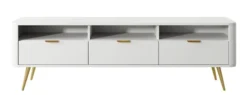 Szafka RTV Oval 160 cm z wnękami Biała