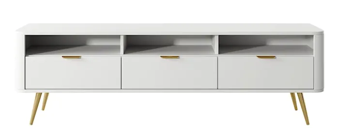 Szafka RTV Oval 160 cm z wnękami Biała
