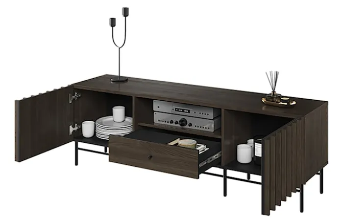 Szafka RTV Piemonte z szufladą 165 cm Jesion portland/czarny