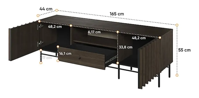 Szafka RTV Piemonte z szufladą 165 cm Jesion portland/czarny