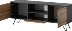 Szafka RTV Ploystea 137 cm Czarny / dąb wotan