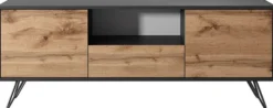 Szafka RTV Ploystea 137 cm Czarny / dąb wotan