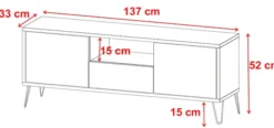 Szafka RTV Ploystea 137 cm Czarny / dąb wotan