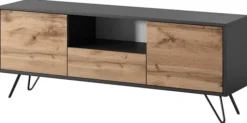 Szafka RTV Ploystea 137 cm Czarny / dąb wotan