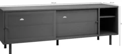 Szafka RTV Sonaves 160 cm metalowa z przesuwnymi drzwiami szara