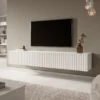 Szafka RTV Telire 175 cm Biały z lamelowym frontem