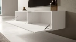 Szafka RTV Telire 138,6 cm Biały z lamelowym frontem
