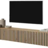 Szafka RTV Telire 175 cm dąb artisan lamele z czarnymi wstawkami