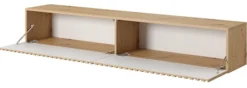 Szafka RTV Telire 175 cm dąb artisan lamele z czarnymi wstawkami