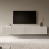 Szafka RTV Telire 175 cm Szary beż z lamelowym frontem