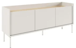 Szafka RTV Tovi trzydrzwiowa 140 cm biała/dąb lindberg