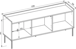 Szafka RTV Tovi trzydrzwiowa 140 cm biała/dąb lindberg