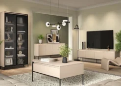 Szafka RTV Trend 167 cm z LED Beżowa