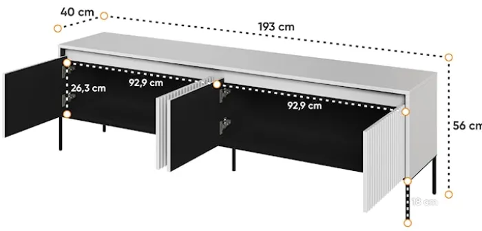 Szafka RTV Trend 193 cm z LED Biała