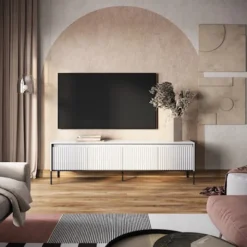 Szafka RTV Trend 193 cm z LED Biała