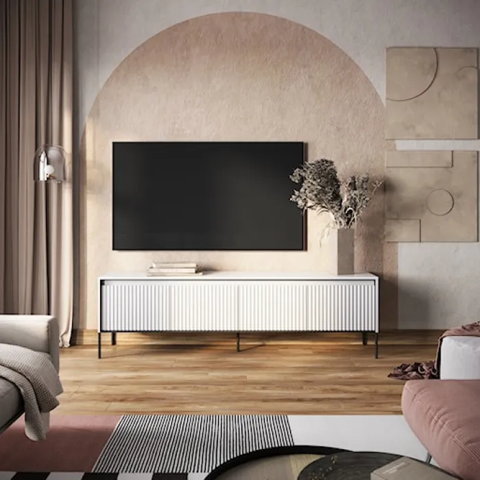 Szafka RTV Trend 193 cm z LED Biała