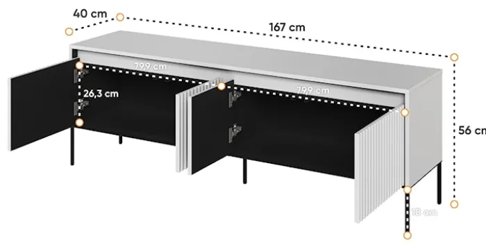 Szafka RTV Trend 167 cm z LED Biała