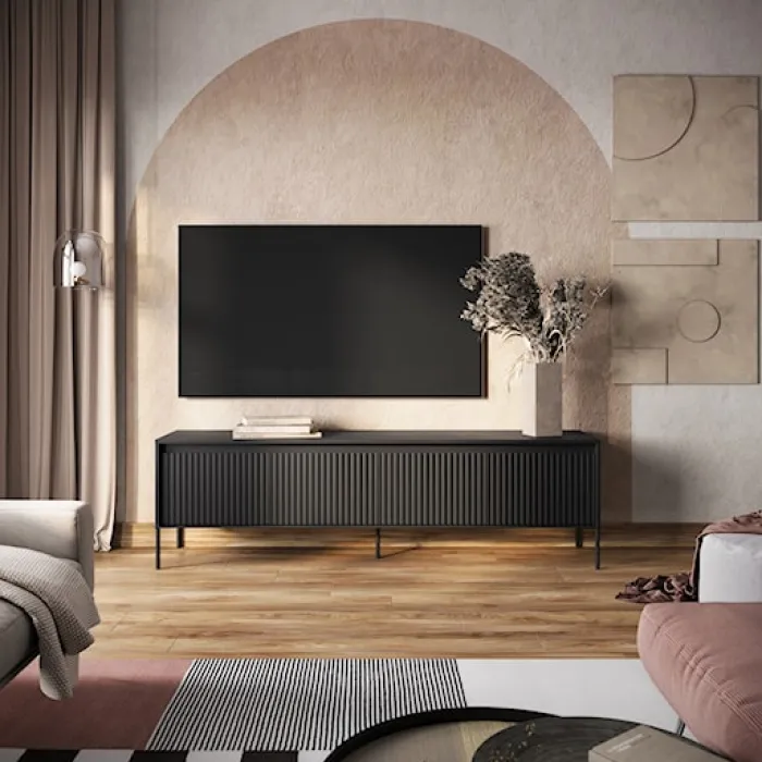 Szafka RTV Trend 193 cm z LED Czarna